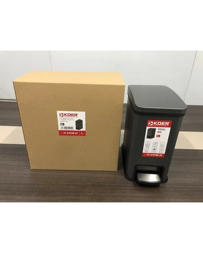 Відро для сміття з плавним закриттям прямокутне Koer TC-010108-07 8 л колір графіт (KR5591)