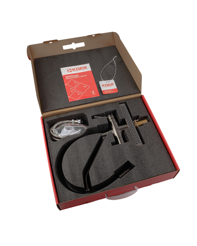 Смеситель для кухни Koer KB-74027-07 с функцией "водопад" и черным силиконовым изливом графит (KR5203)