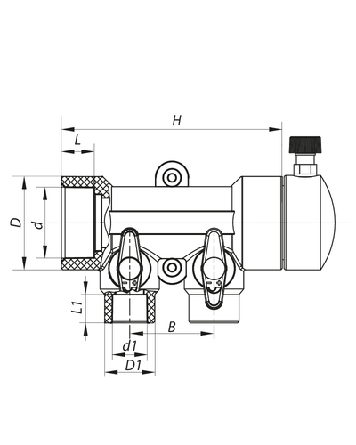 Коллектор 2-way с шаровыми кранами (40x20) PPR Koer K0169.PRO (KP0219)