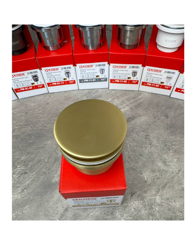 Донний клапан для раковини Koer PW-11-12 1.1/4 універсальний Click-Clack золото мат (KR5794)