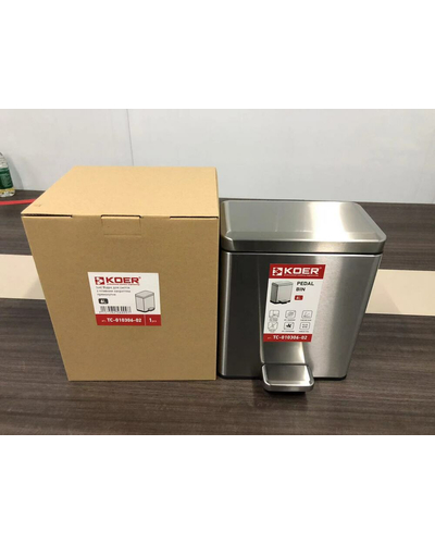 Відро для сміття з плавним закриттям прямокутне Koer TC-010306-02 6 л колір нержавійка (KR5600)