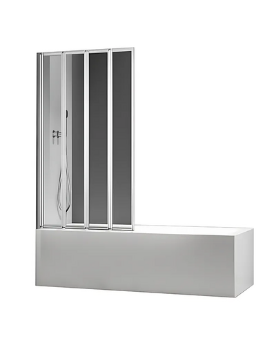 Шторки стеклянные на ванную складные Koer SR BS07-80x140-TR-01 прозрачное стекло Easy Clean 4мм, хром (KR5948)