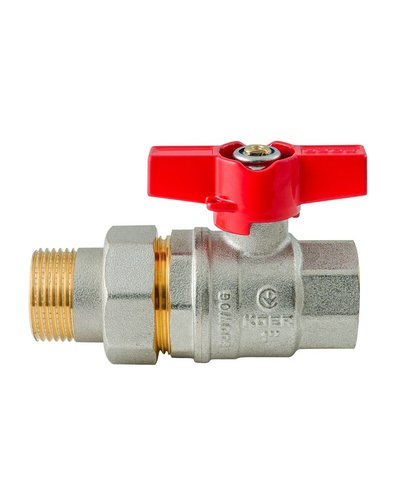 Кран с американкой Koer Extreme KE.227-25 - 1" ручка "бабочка" красная (KR5767)