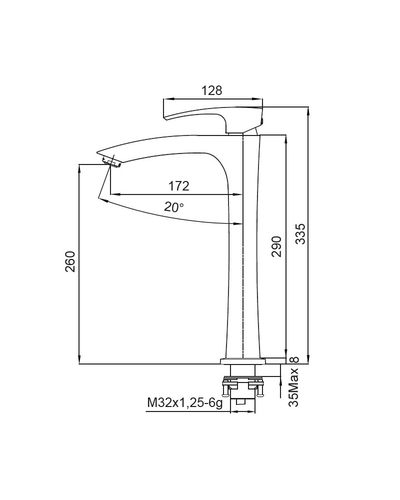 Смеситель для умывальника Koer KB-11007-05 высокий (Цвет черный) (KR3441)