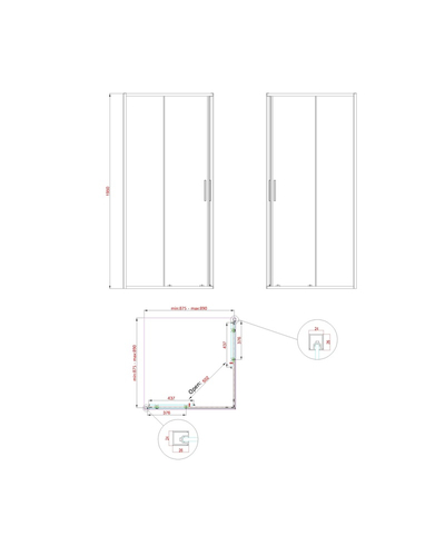 Душова кабіна без піддону Koer SR SC10-90x90x195-TR-01 прозоре скло Easy Clean 6мм, хром (KR5942)