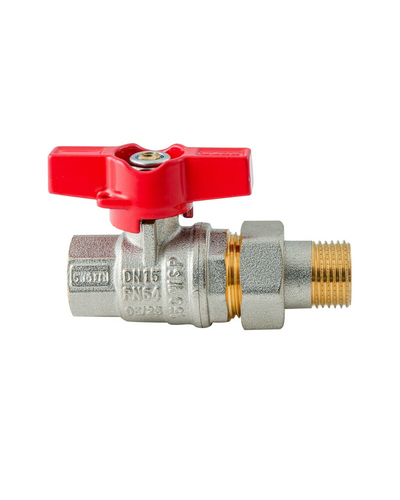 Кран с американкой Koer Extreme KE.227-15 - 1/2" ручка "бабочка" красная (KR5765)