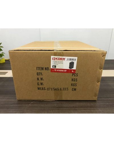 Відро для сміття з плавним закриттям прямокутне Koer TC-010206-07 6 л колір сірий (KR5596)