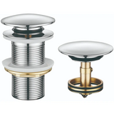 Донный клапан для раковины Koer PW-12-01 1.1/4 без перелива автоматический Click-Clack хром (KR5798)