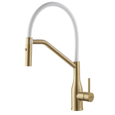 Смеситель для кухни Koer KI-70026-12 с белым силиконовым изливом золото мат (KR5212)