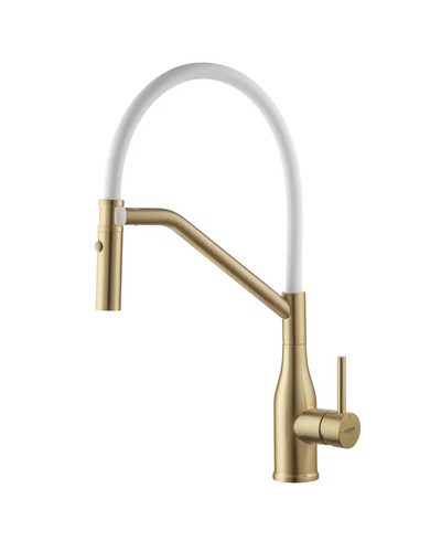 Смеситель для кухни Koer KI-70026-12 с белым силиконовым изливом золото мат (KR5212)