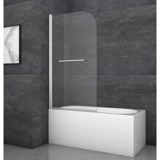 Шторки стеклянные на ванну Koer SR BS02-80x140-TR-01 прозрачное стекло 6мм хром (KR5401)