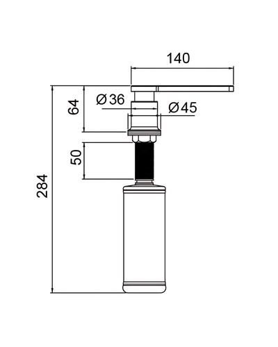 Дозатор для рідкого мила врізний Koer SDB-03-02 колір нерж.сталі (300 мл) (KR5632)