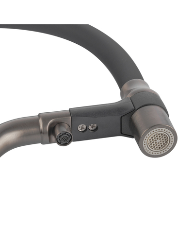 Смеситель для кухни Koer KB-74027-07 с функцией "водопад" и черным силиконовым изливом графит (KR5203)