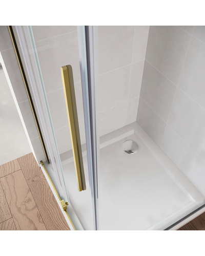 Двері у нішу Walk-In розсувні Koer SR SD07-120x200-R-TR-12 прозоре скло Easy Clean 8мм матове золото права (KR5774)