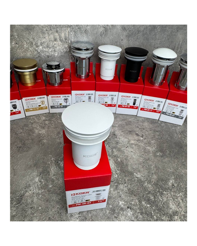 Донний клапан для раковини Koer PW-08-03 1.1/4 без переливу автоматичний Click-Clack білий (KR5787)