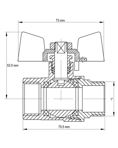 Кран кульовий Koer 1 ГШБ газ (KR.518.PR.GAS) (KR0054)