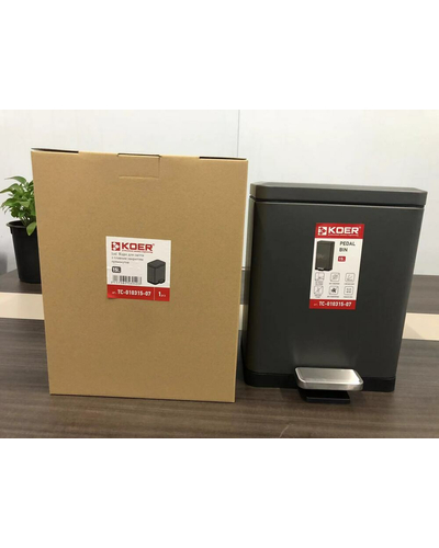 Відро для сміття з плавним закриттям прямокутне Koer TC-010315-07 15 л колір графіт (KR5604)