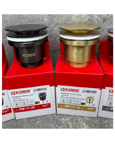 Донний клапан для раковини Koer PW-11-12 1.1/4 універсальний Click-Clack золото мат (KR5794)