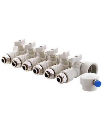 Коллектор распределительный 6-way с фитингом (40x20) PPR Koer K0194.PRO (KP2559)