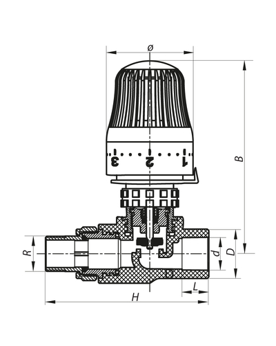 Кран термостатический с термоголовкой прямой PPR 25x3/4 Koer K0156.PRO (KP0199)