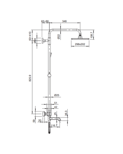 Душова система з термостатичним змішувачем Koer KB-57011-01 (Колір хром) (KR4724)