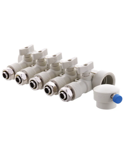 Коллектор распределительный 5-way с фитингом (40x20) PPR Koer K0193.PRO (KP2558)