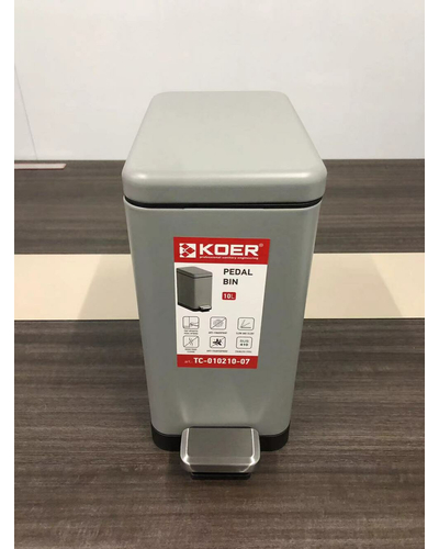 Відро для сміття з плавним закриттям прямокутне Koer TC-010210-07 10 л колір сірий (KR5599)
