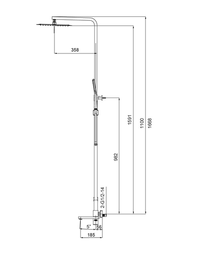 Душевая система со смесителем Koer KB-56010-01 (Цвет хром) (KR3494)