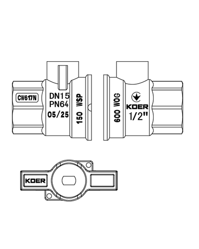 Кран с американкой Koer Extreme KE.227-15 - 1/2" ручка "бабочка" красная (KR5765)