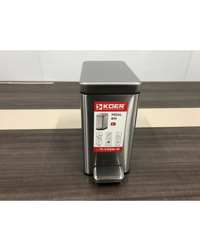 Відро для сміття з плавним закриттям прямокутне Koer TC-010206-02 6 л колір нержавійка (KR5594)