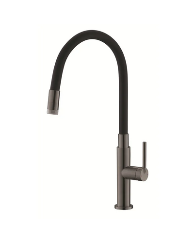 Змішувач для кухні Koer KI-70032-07 з нерж. сталі SUS304 (графіт+силіконовий вилив чорний) (KR5549)