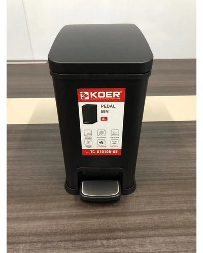 Відро для сміття з плавним закриттям прямокутне Koer TC-010108-05 8 л колір чорний (KR5593)