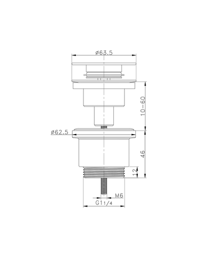 Донний клапан для раковини Koer PW-11-02 1.1/4 універсальний Click-Clack колір нерж.сталь (KR5792)