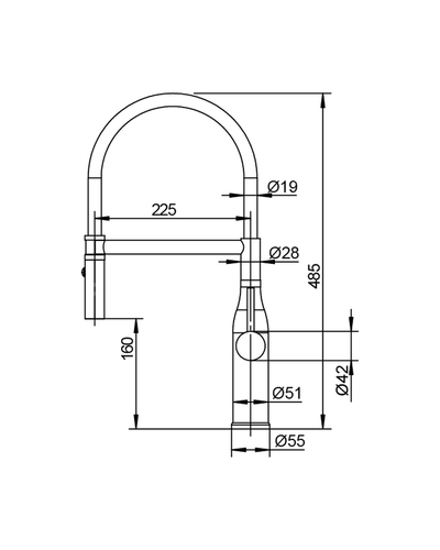Смеситель для кухни KOER KI-70034-07 из нерж. стали SUS304 графит (KR5810)