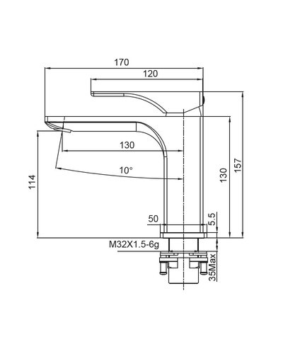 Смеситель для умывальника Koer KB-10010-05 (Цвет черный) (KR3479)