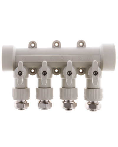 Коллектор распределительный 4-way с фитингом (40x20) PPR Koer K0192.PRO (KP2557)