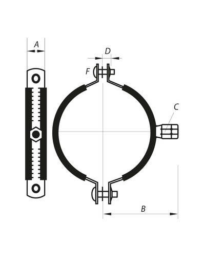 Хомут трубний оцинкований Koer KC.20 4 (110-118) (без анкера) чорний (KR2802)