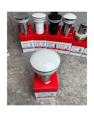 Донний клапан для раковини Koer PW-07-11 1.1/4 з переливом автоматичний Click-Clack біла керам.накл. (KR5784)