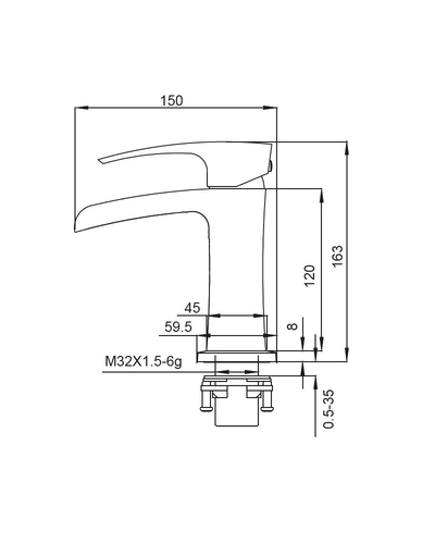 Смеситель для умывальника Koer KB-14007-01 водопад (Цвет хром) (KR3446)