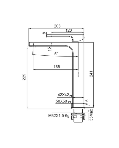 Смеситель для умывальника Koer KB-11009-05 высокий (Цвет черный) (KR3501)