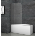 Шторки стеклянные на ванну распашные Koer SR BS02-80x140-TR-07 прозрачное стекло 6мм, графит (KR5941)