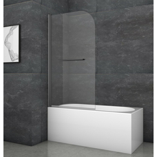 Шторки стеклянные на ванну распашные Koer SR BS02-80x140-TR-07 прозрачное стекло 6мм, графит (KR5941)