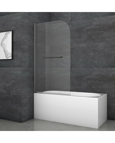 Шторки стеклянные на ванну распашные Koer SR BS02-80x140-TR-07 прозрачное стекло 6мм, графит (KR5941)