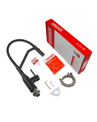 Смеситель для кухни Koer KI-70026-05 с черным силиконовым изливом (KR5210)