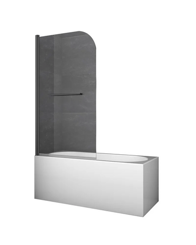Шторки стеклянные на ванну распашные Koer SR BS02-80x140-TR-07 прозрачное стекло 6мм, графит (KR5941)