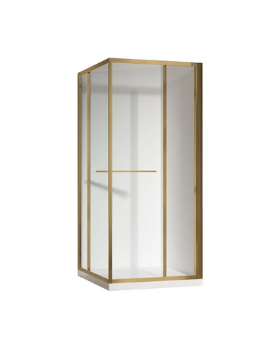 Душевая кабина без поддона Koer SR SC09-90x90x200-L-TR-12 прозрачное стекло Easy Clean 6мм матовое золото левая (KR5684)