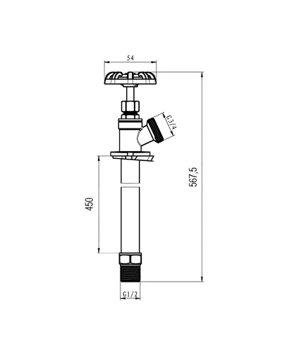 Кран для полива Koer KR.290-45 садовый незамерзающий 45 см (KR5256)