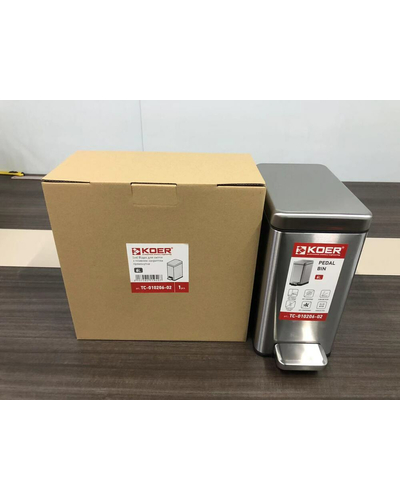 Відро для сміття з плавним закриттям прямокутне Koer TC-010206-02 6 л колір нержавійка (KR5594)