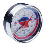 Термо-манометр аксіальний Koer KM.812A (0-4 bar), D 80мм, 1/4-1/2 (KR0221)