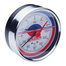 Термо-манометр аксиальный Koer KM.812A (0-4 bar), D 80мм, 1/4-1/2 (KR0221)